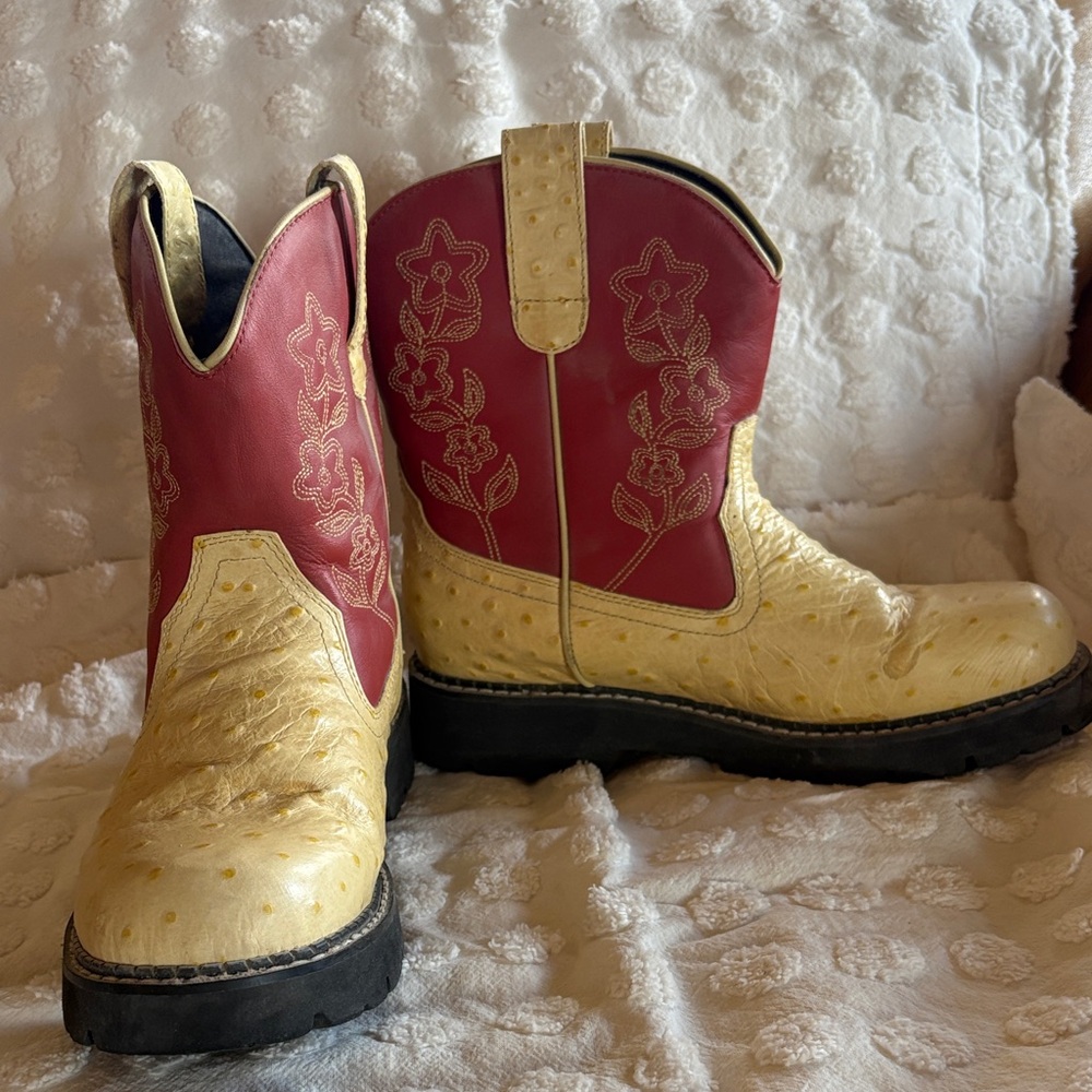 Ariat Red and Cream Heeled Boots